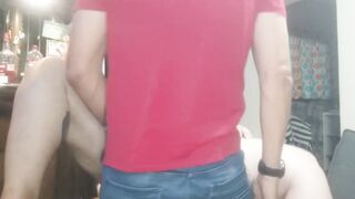 Long cock with a sex toy into my snatch,,he creampied me within two minutes,,Double vagina penetration