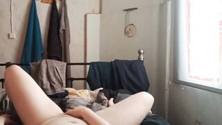 Amateur dark haired with natural titted masturbates and jizzes female point of view