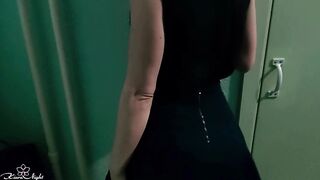 Minx Jerking Her Unshaved Twat Publicly till Dirty Orgasm inside the Staircase