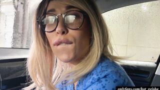 step milf blows and JERKING OFF at the vehicle wash