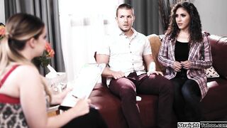 Guy fucks counselor as his wife watches