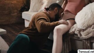 Fat stepdad barebacked by Tgirl stepteen