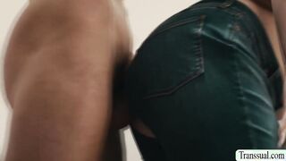 Horny stepdad bareback busty TS stepteen