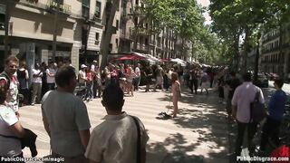 Tied Euro babe gang bang fucked outdoor