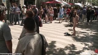 Tied Euro babe gang bang fucked outdoor