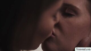 Busty shemale caught and fucks stepteen