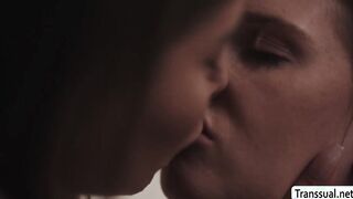 Busty Tgirl caught and fucks stepteen