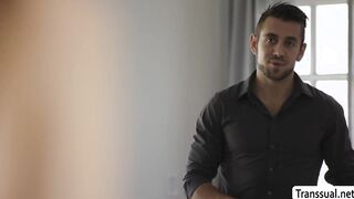 Smalltits TS barebacked by old stepbro
