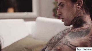 Handsome dude bareback his TS girlfriend