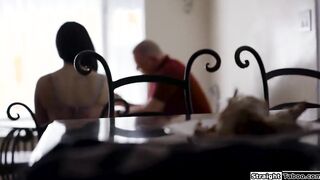 Stepdad dominates stepdaughter to fuck