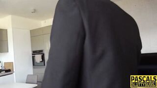 Fetish whore gags on cock and fucks
