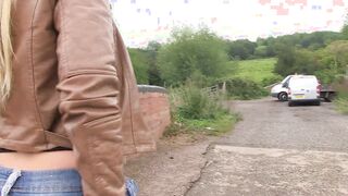 Bustyeager for dick starts masturbating into the vehicle waiting forcocks