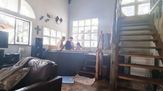 Spa tub 3 girls 1 dude sex party | reverse gang bang