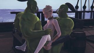 2 orcs love to pounded an elf chick into her twat and butt