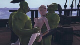 2 orcs love to pounded an elf chick into her twat and butt