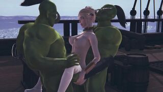 2 orcs love to pounded an elf chick into her twat and butt