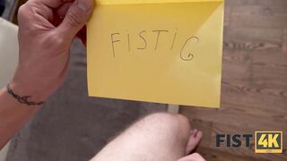 FIST4K. Adorable red haired and her boyfriend try fisting during sex into living room
