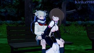 Ochako Uraraka and Himiko Toga have futanari sex into a park at night. - My Hero Academia Animated