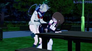 Ochako Uraraka and Himiko Toga have futanari sex into a park at night. - My Hero Academia Animated