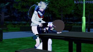 Ochako Uraraka and Himiko Toga have futanari sex into a park at night. - My Hero Academia Animated
