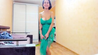 sexy Myla_Angel into green transparent dress!