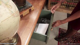 Ebony makes cuckold sucking cock