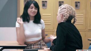 Busty teacher strapon fucks her students