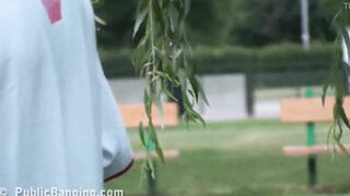Adorable blonde teenager with two hung men is pounded rough