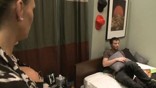 Stepmom catches her stepson jerking off so she offer him