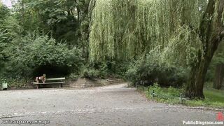 Euro blond spanked in public park