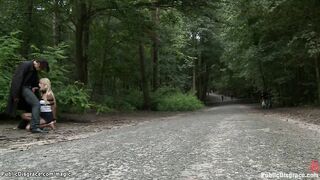 Euro blond spanked in public park