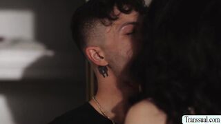 Seductive TS let steson bareback her ass