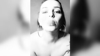 Double smoking topless into bed before work