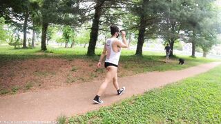 Working out at the park with lots of side boob!
