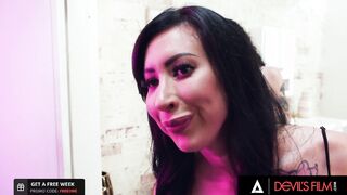 DEVILS SCENE - Big Titted Tattooed Babes Bang Into The Toilet During A Homemade Party