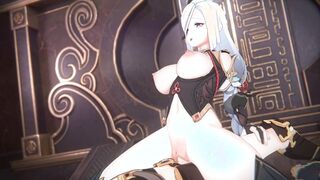 GENSHIN IMPACT - SHENHE DEEP THROAT CUMSHOT ANIMATED