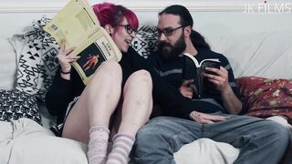 Geeky skank Roxxie Sweethart hones her world class bj talents on John K