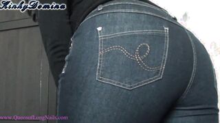 Pink Stiletto Nails Caressing Beauty Booty into Jeans