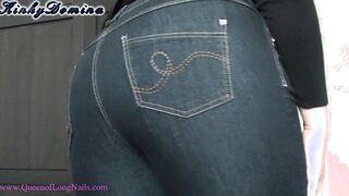 Pink Stiletto Nails Caressing Beauty Booty into Jeans