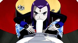 19 YEAR OLD TITANS - RAVEN CYBORG CUM INSIDE HER MOUTH