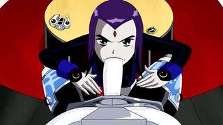 19 YEAR OLD TITANS - RAVEN CYBORG CUM INSIDE HER MOUTH