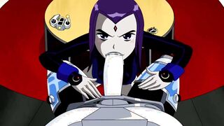 19 YEAR OLD TITANS - RAVEN CYBORG CUM INSIDE HER MOUTH