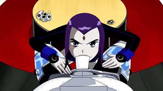 19 YEAR OLD TITANS - RAVEN CYBORG CUM INSIDE HER MOUTH