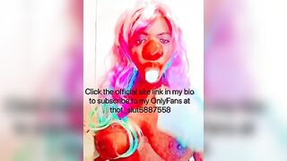 Goddess CLOWN blowing on a banana and having fun with her titties