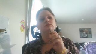 Much needed after work smoke for dark haired secretary!!!