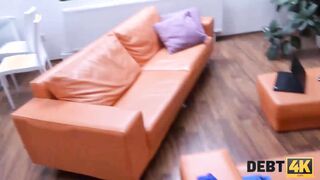 DEBT4k. beauty dark hair pays the rent by having sex with
