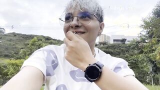 risky flashing and drooling inside a outside park. with people around :D