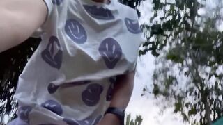 risky flashing and drooling inside a outside park. with people around :D