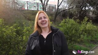 Huge breasts momma shows 'em into outside and gets street-shafted