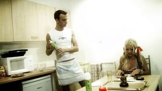 Big Titted stepmom gets covered inside food and fucking with her